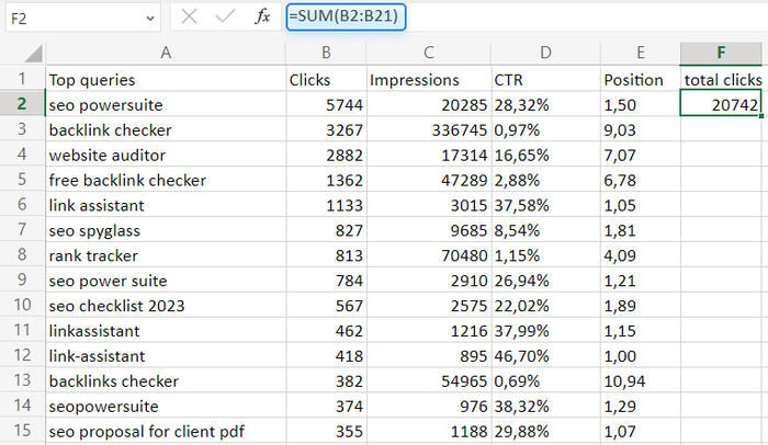 Using SUM formula in Excel