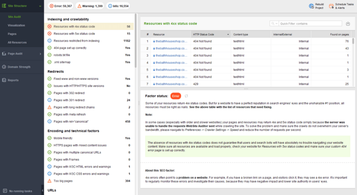 Site Structure > Site Audit