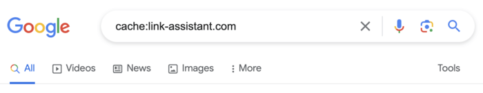 Google search operator: cache: