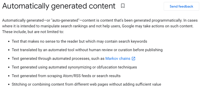 Google opinion on AI generated content