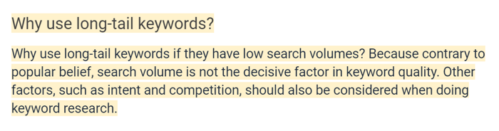 Why use long-tail second definition