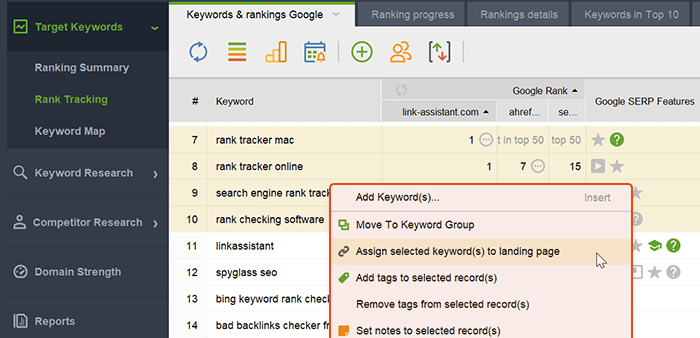 Match keywords to the landing pages optimized for them