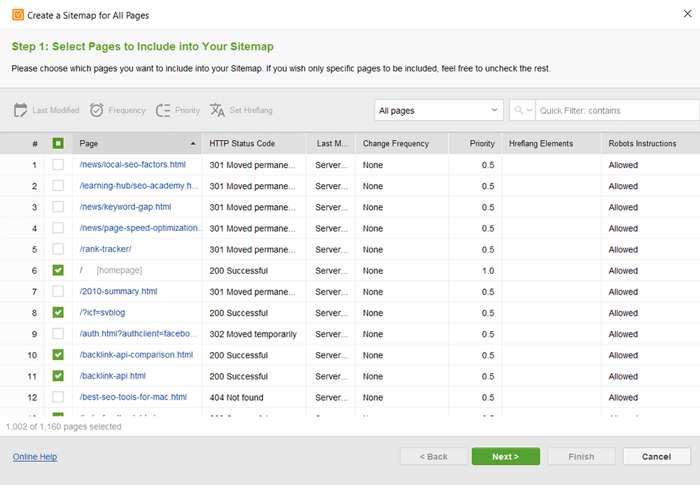 XML Sitemap Generator lets you choose the pages you'd like to submit in a sitemap